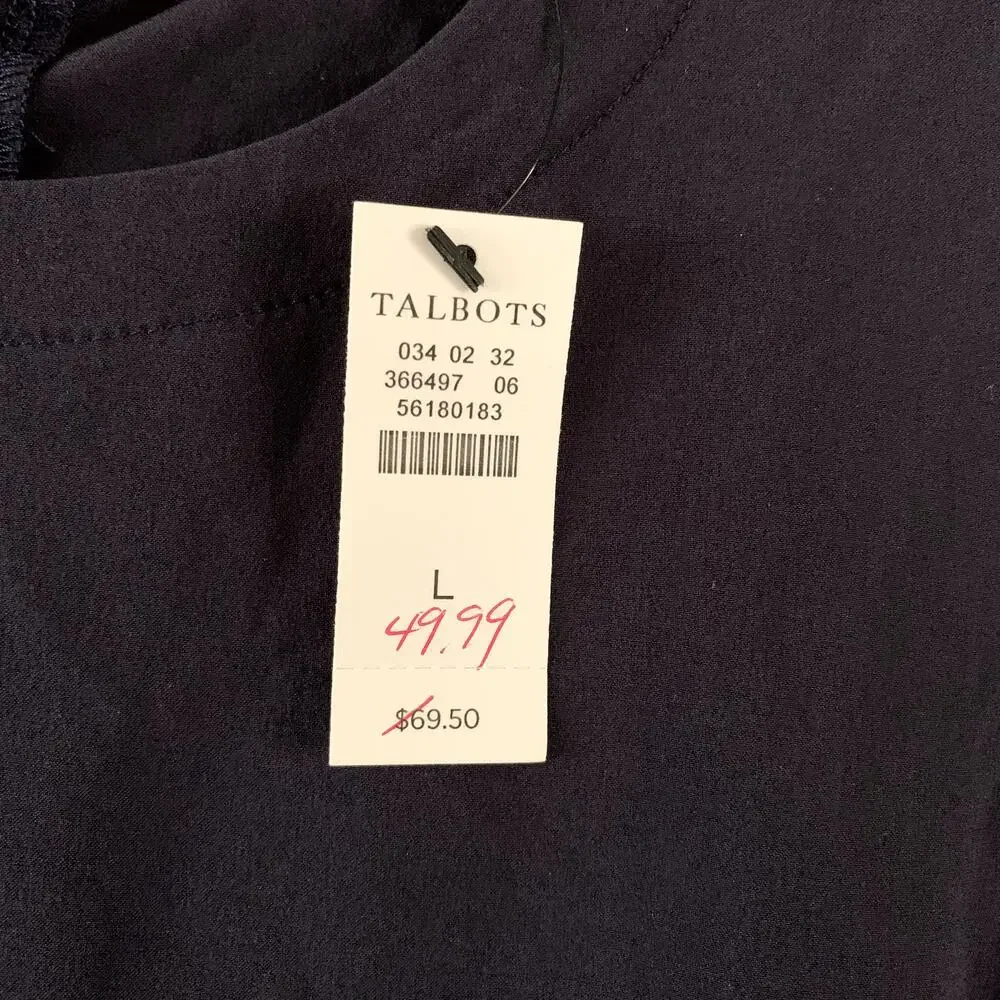 T by Talbots Top Navy Performance Tank Athletic Sport Sleeveless Stretch L NWT - Picture 3 of 8